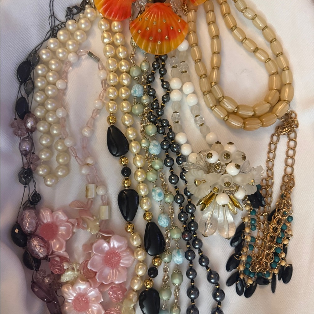 10 Elegant Multi-Color Beaded Necklace Set